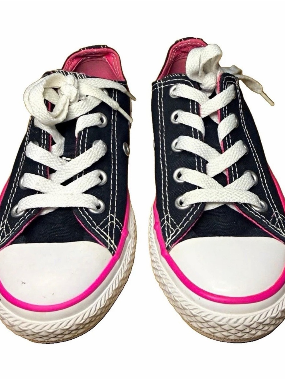 Converse Kids Black Canvas Sneakers with Pink Trim